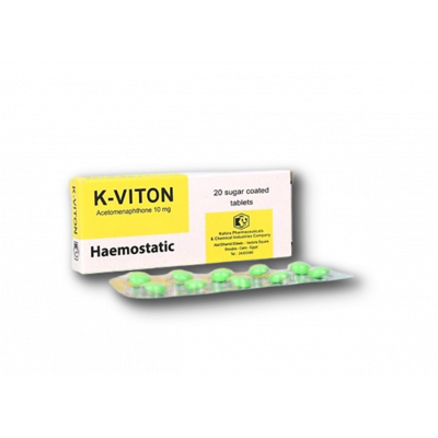 K-VITON 10 MG VITAMIN K4 ( ACETOMENAPHTHONE ) 20 SUGAR COATED TABLETS